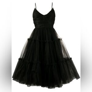 Brognano Tulle Midi Dress black Italian Luxury Wedding Guest Size 0